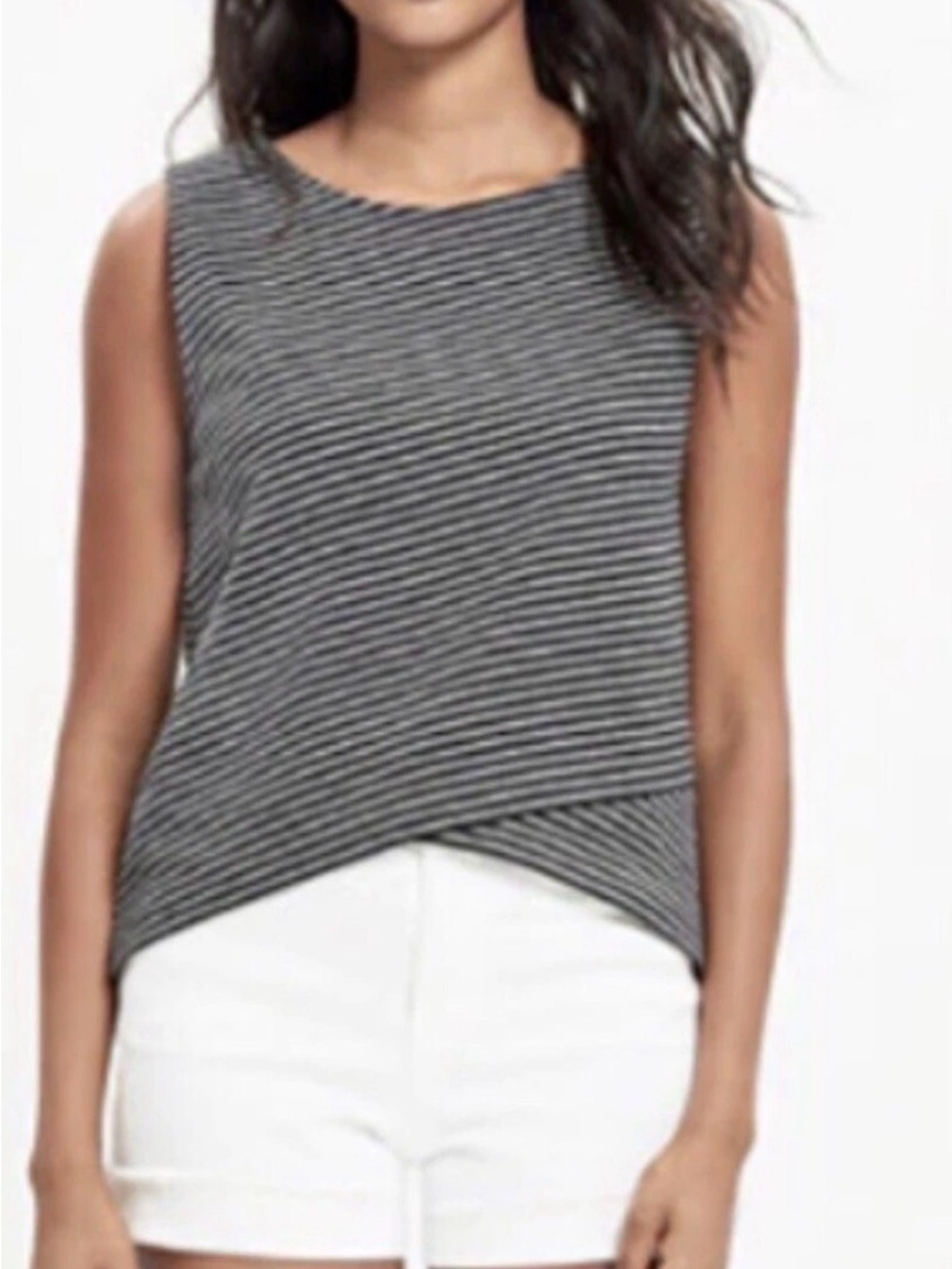 Madewell Black & White Striped Sleeveless Knit Tank